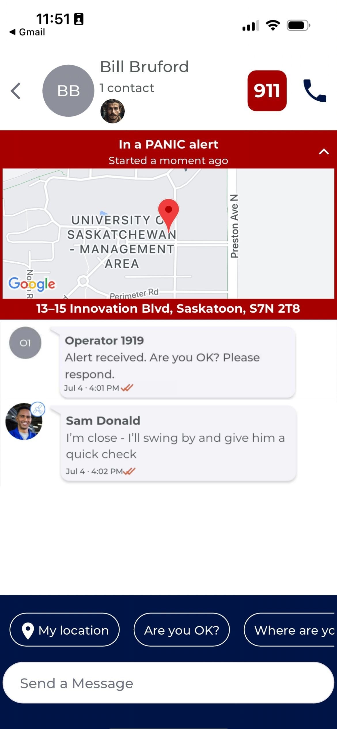 Alert feed with a coworker joining the conversation